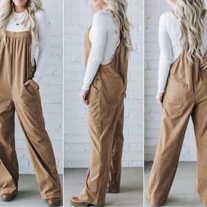 Women's Tan Corduroy Jumpsuit
